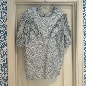 Dondolo, Blue Floral Top, Size L (Missing Tags)